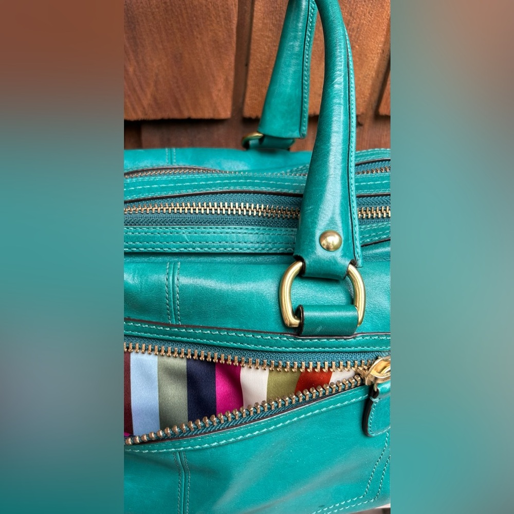 Coach Bleecker Street Limited Edition Legacy Peyton Leather Satchel Teal Green - Picture 8 of 11